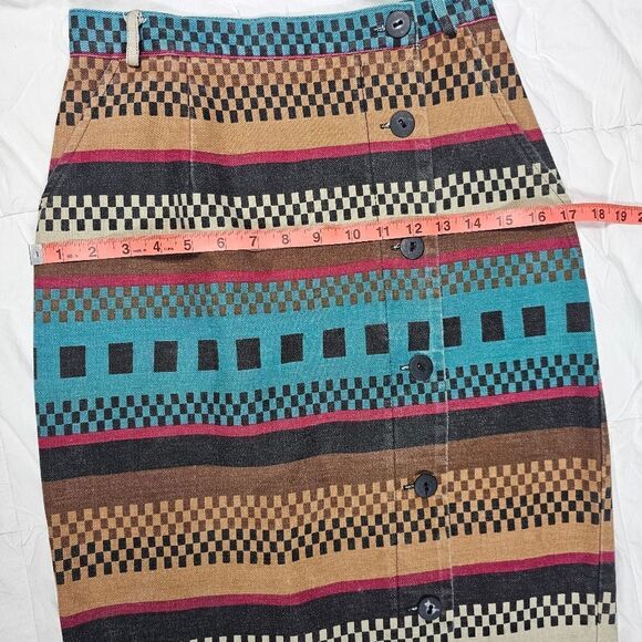 On the Verge Vintage Western Aztec Button Down Long‎ Skirt Women's Size  10 - Picture 9 of 12